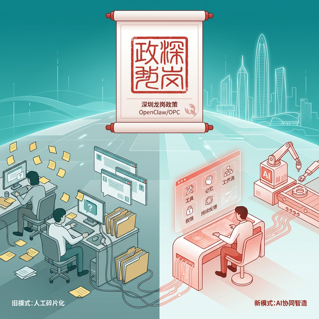 图1：给新的生产关系盖章 — 从旧式碎片化协作走向人机耦合生产系统